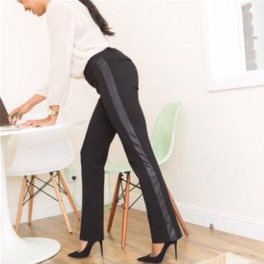 Betabrand Dress pant Yoga Tuxedo stripe